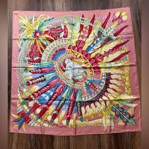 Authentic Hermes Silk Scarf - Danse Pacifique 90 Dusty Rose